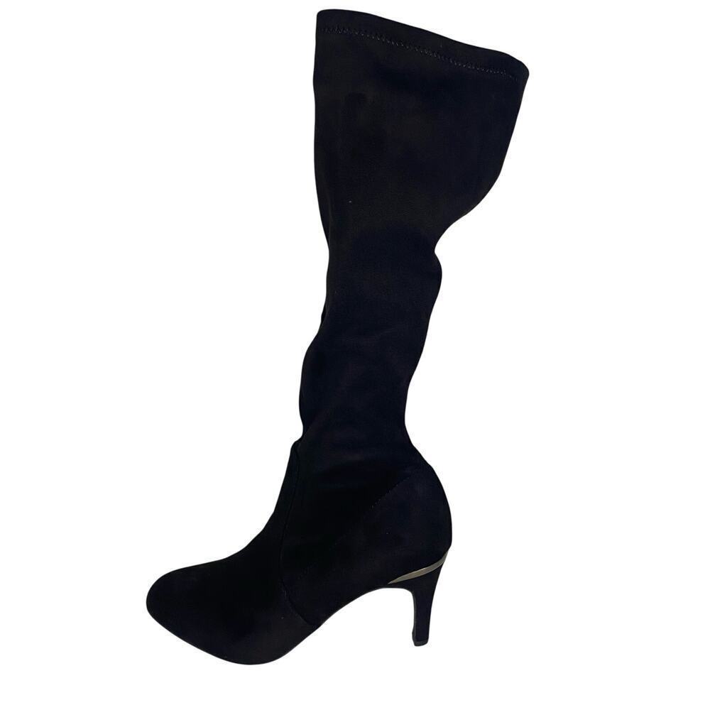 BCBGeneration Black Knee High Heeled Boots Raymona Faux Suede Slouchy Size 8